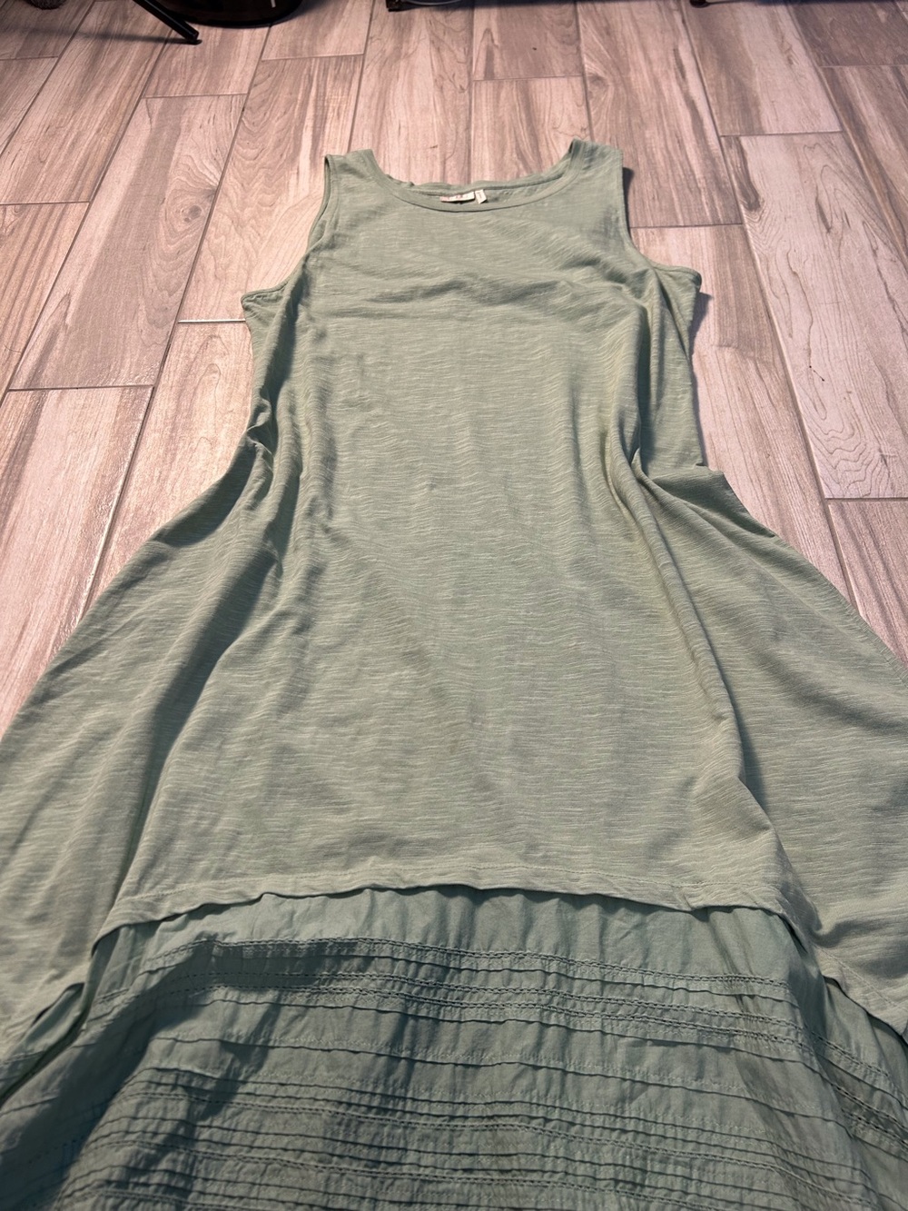 Sleeveless Sage Green Handkerchief Hem Maxi Dress XL Midi Boho - Picture 2 of 9